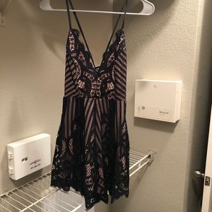 Black and Nude Lace Romper